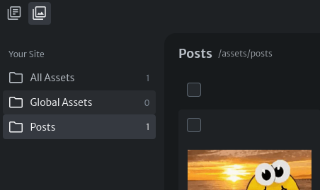 Showcase of assets folder versus posts
